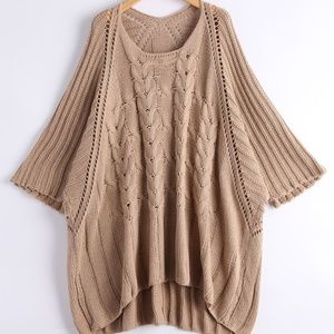 NEW AIKO Dolman Sleeve Cable Knit Sweater